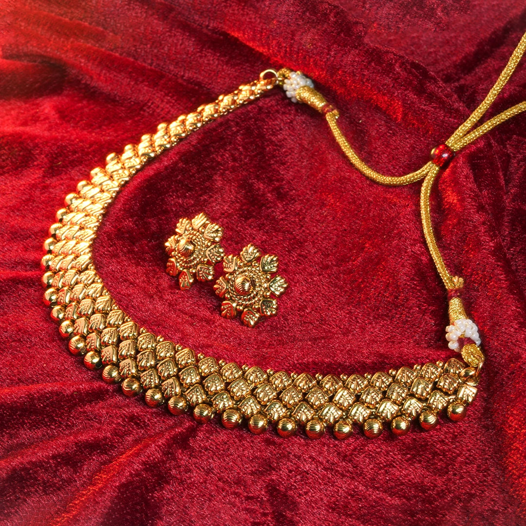 Pushpanjali antique gold necklace