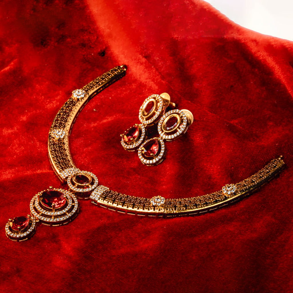 Noor Ruby Charm Necklace Set