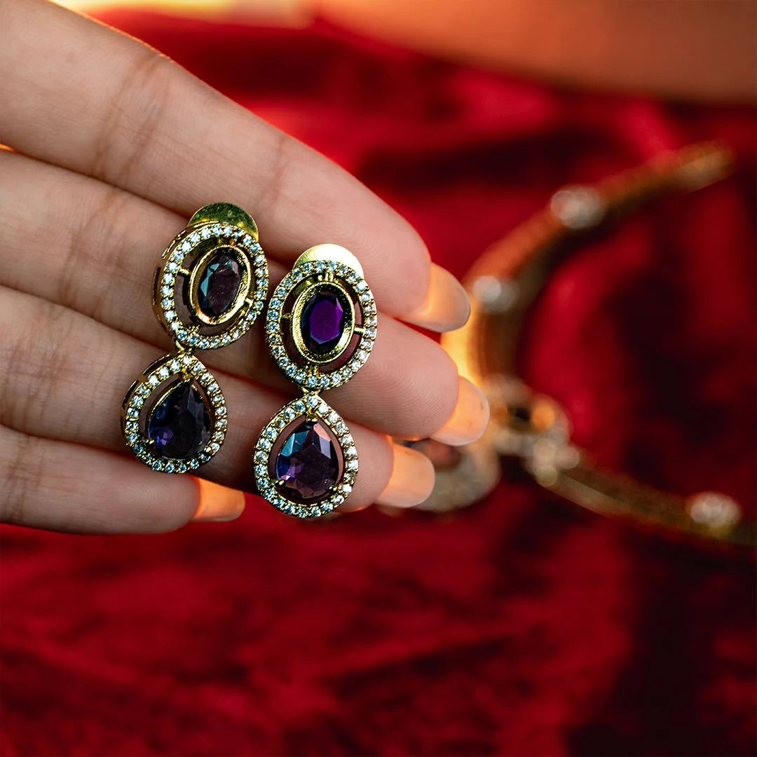 Noor Purple Charm Necklace Set