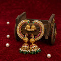 Mayur Kundan Earcuff Jhumki Earrings with Pearl & Green Bead Drops for Women
