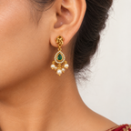 Emerald Elephant Temple Necklace Set