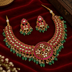 Rajwada Kundan Ruby & Green Necklace Set