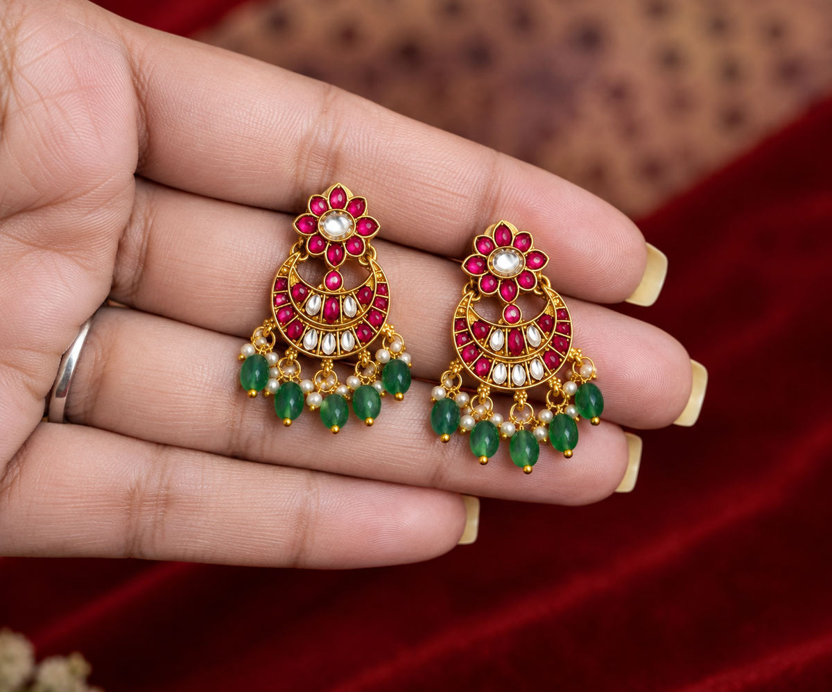 Rajwada Kundan Ruby & Green Necklace Set