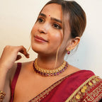 Ruby Flower Necklace Set Gehnaya Jewels