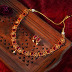 Mayur With ruby Antique Gold Necklace Set Gehnaya Jewels