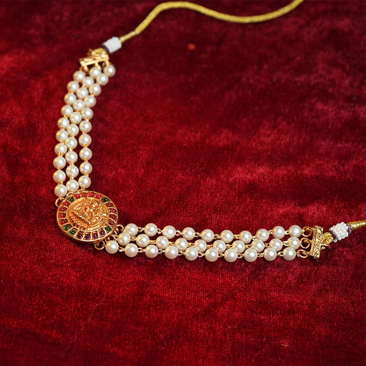 Goddess lakshmi with pearl choker