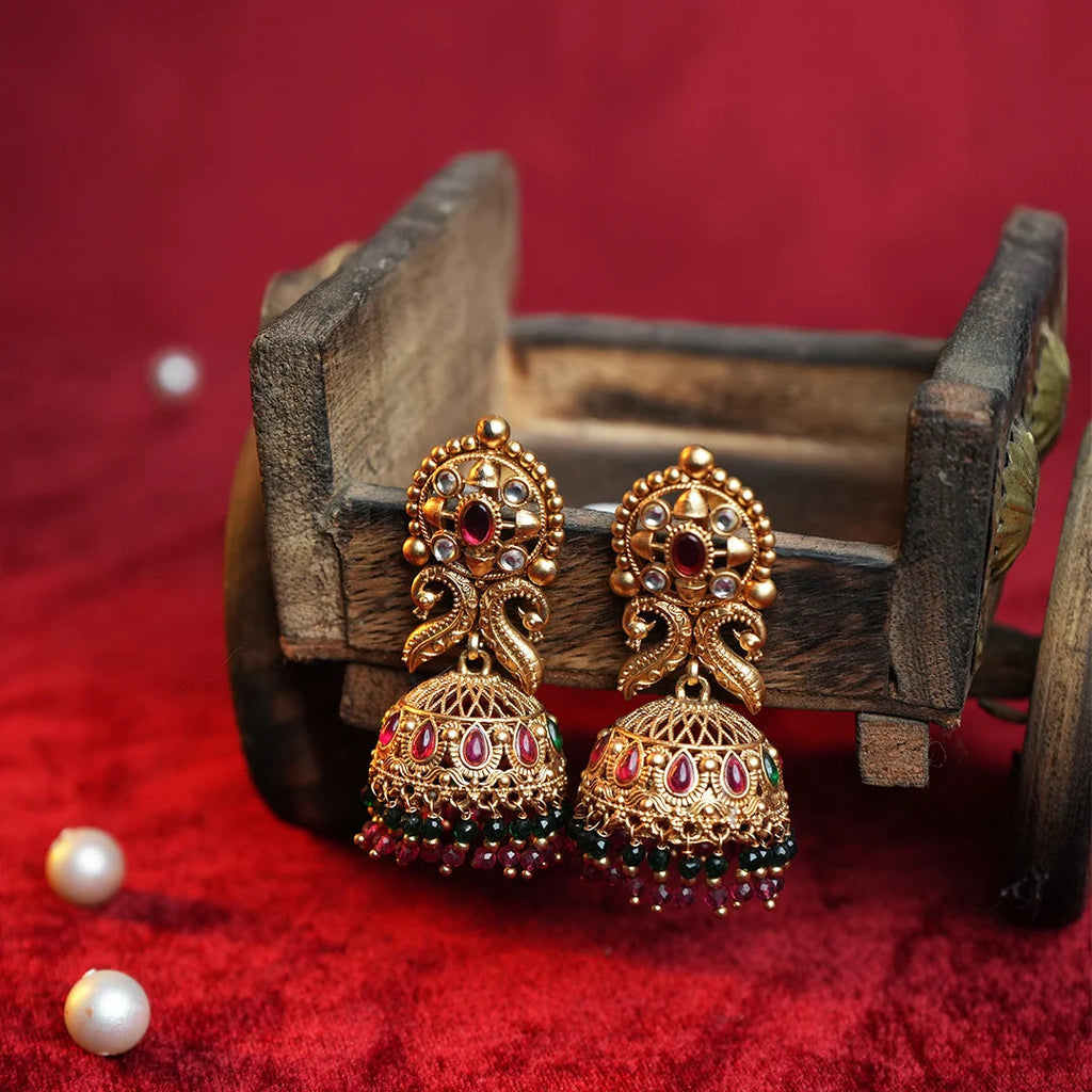 Antique Gold Ruby Jhumka Gehnaya Jewels