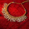 Antique gold necklace with Rice pearl hanging Gehnaya Jewels