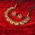 Antique Ardhchand Necklace with Emerald green stone Gehnaya Jewels