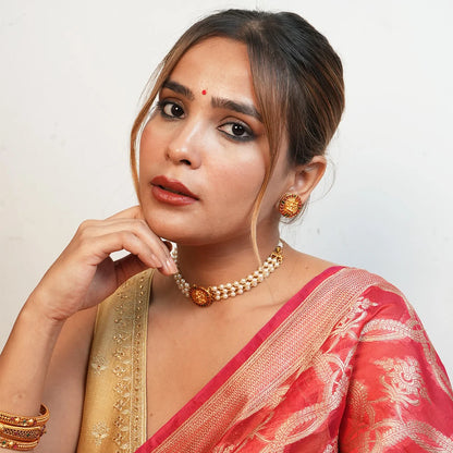 Goddess lakshmi with pearl choker