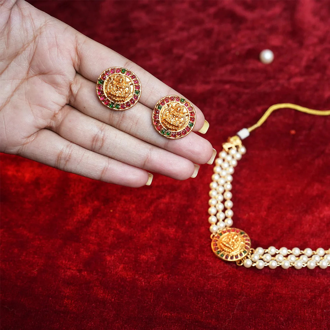Goddess lakshmi with pearl choker