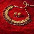 Ruby Flower Necklace Set Gehnaya Jewels