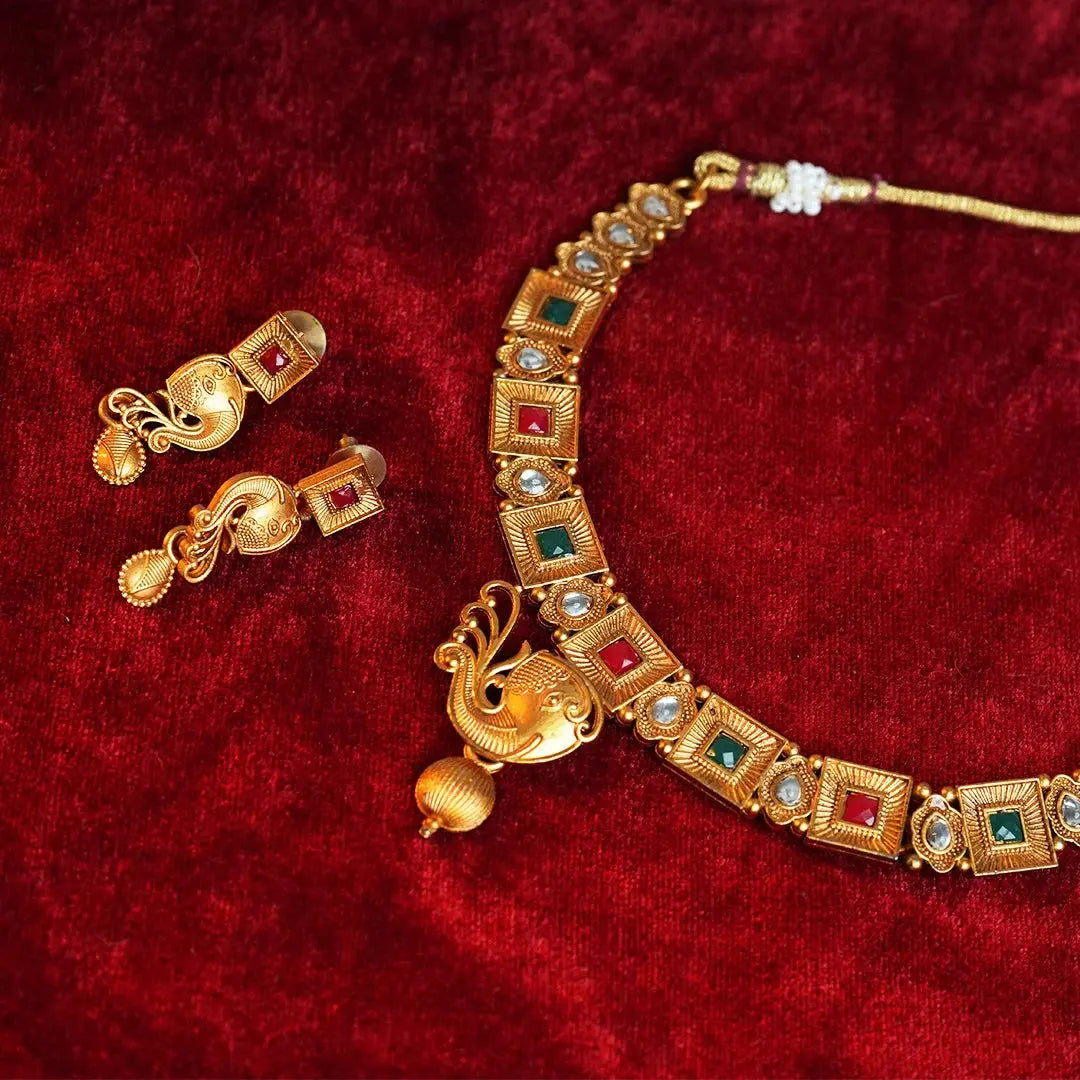 Rubi Emerald Mohini Necklace Set Gehnaya Jewels