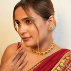 Round Green antique necklace with meenakari Gehnaya Jewels
