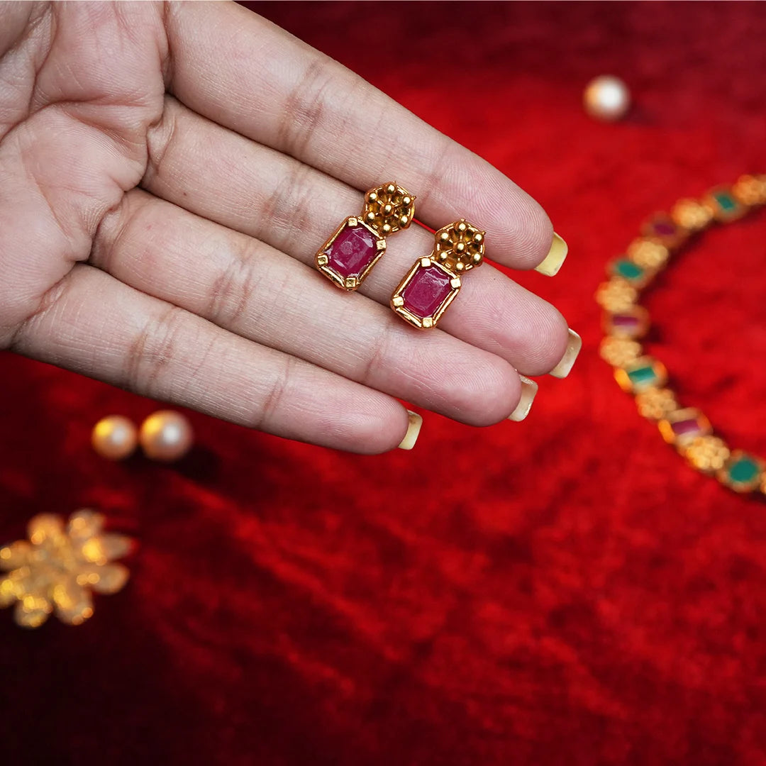 Ruby & Emerald Antique Gold Necklace Gehnaya Jewels