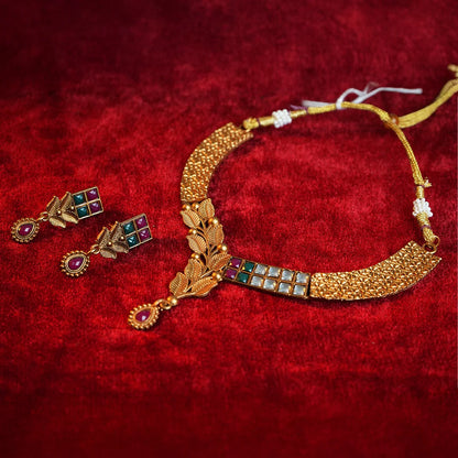 Antique Leaf Necklace Set