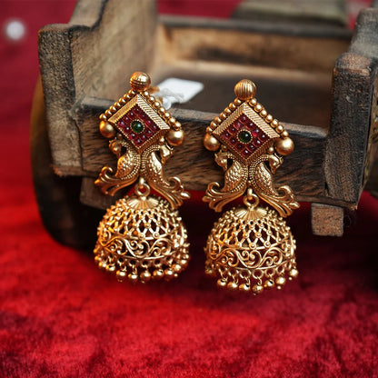 Mayura Antique Gold Jhumka