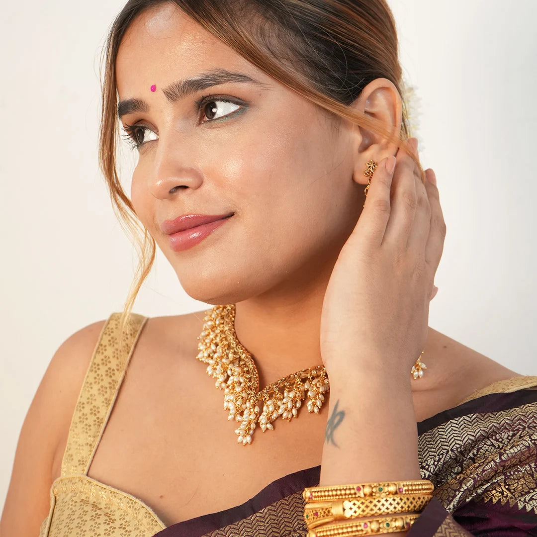 Gajra Haar with rice pearl hanging