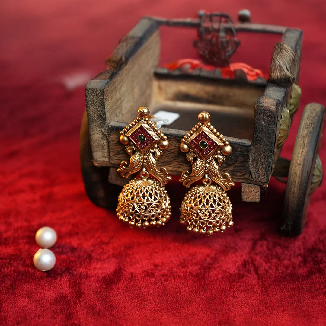 Mayura Antique Gold Jhumka Gehnaya Jewels