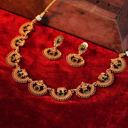 Goddess Lakshmi with Elephant Necklace set