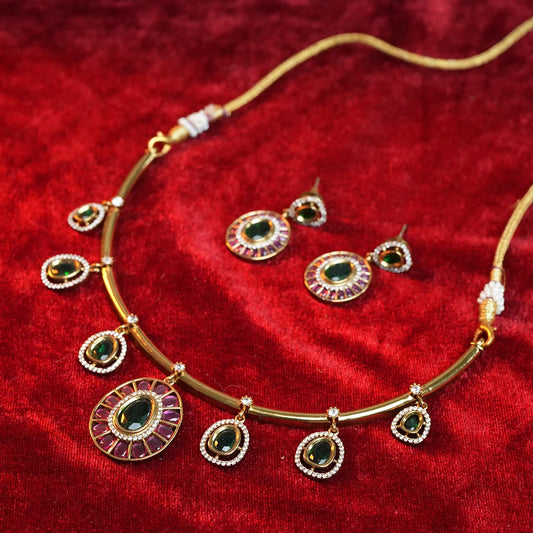 Emerald Mayura Necklace Set