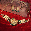 Antique temple choker with green stone & pearl Gehnaya Jewels