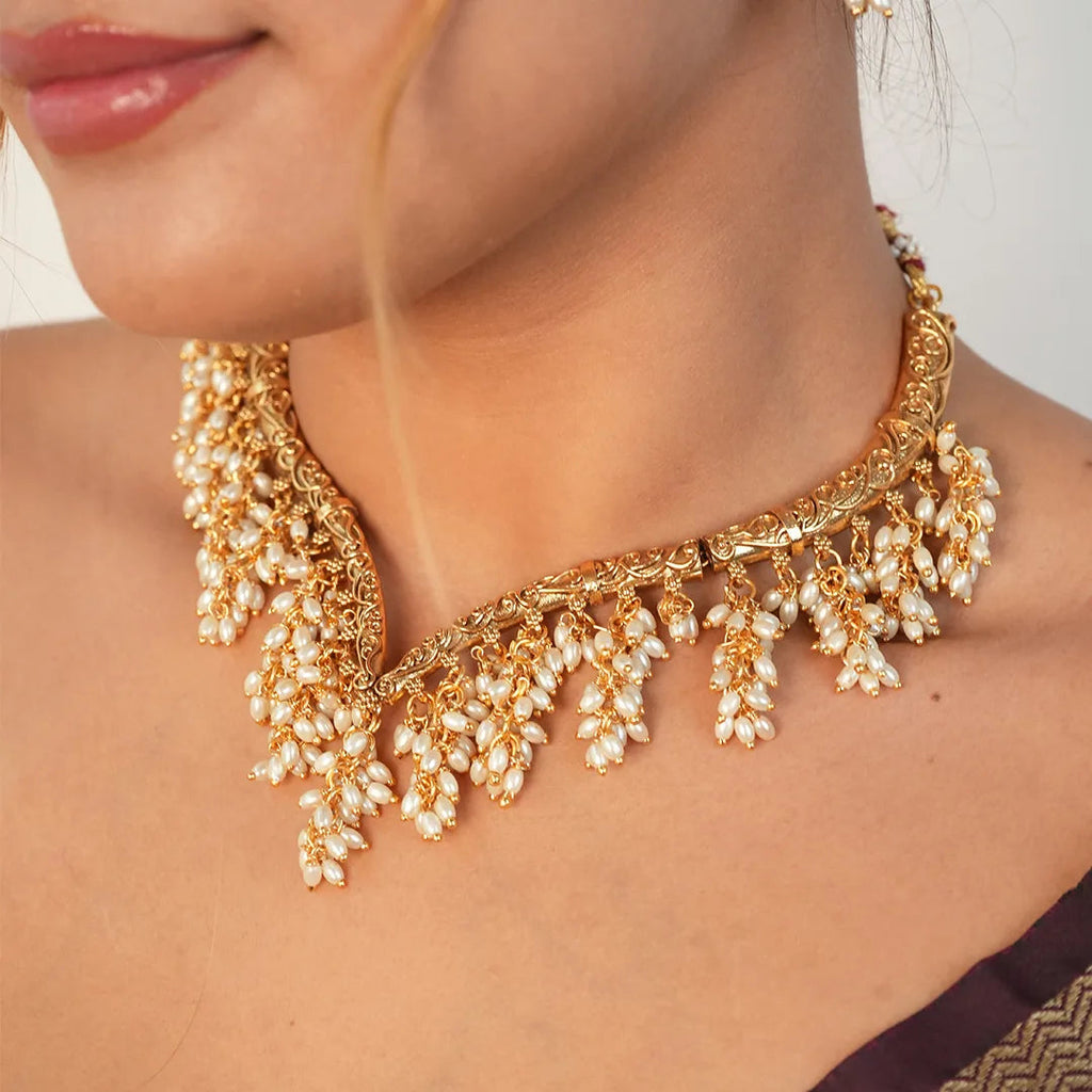 Gajra Haar with rice pearl hanging Gehnaya Jewels