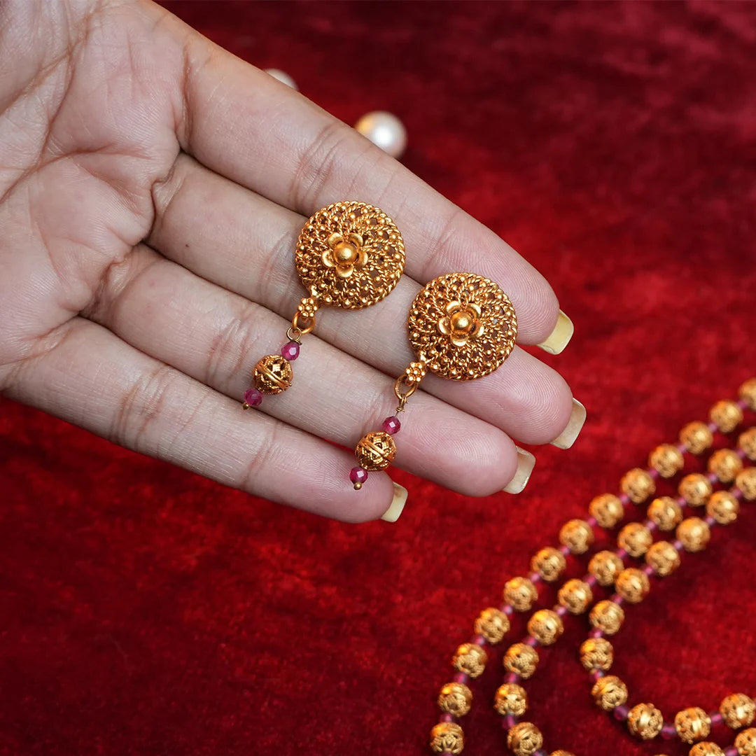 Triple layer Matar Mala Necklace set