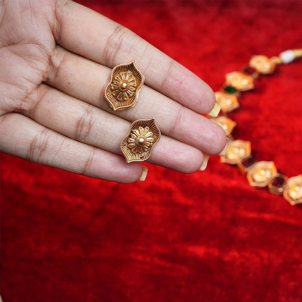 Antique Padma Necklace with Ruby & Emerald stone Gehnaya Jewels