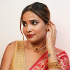 Antique pearl choker with Ruby Stone Gehnaya Jewels
