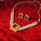 Antique pearl choker with Ruby Stone Gehnaya Jewels