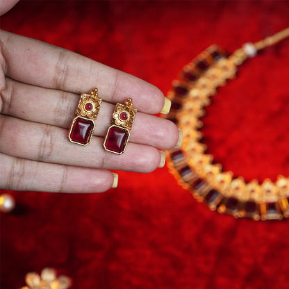Ruby Flower Necklace Set