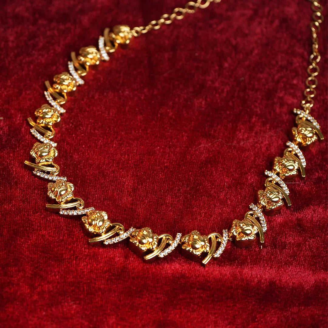 Floral Motif antique gold Plated necklace