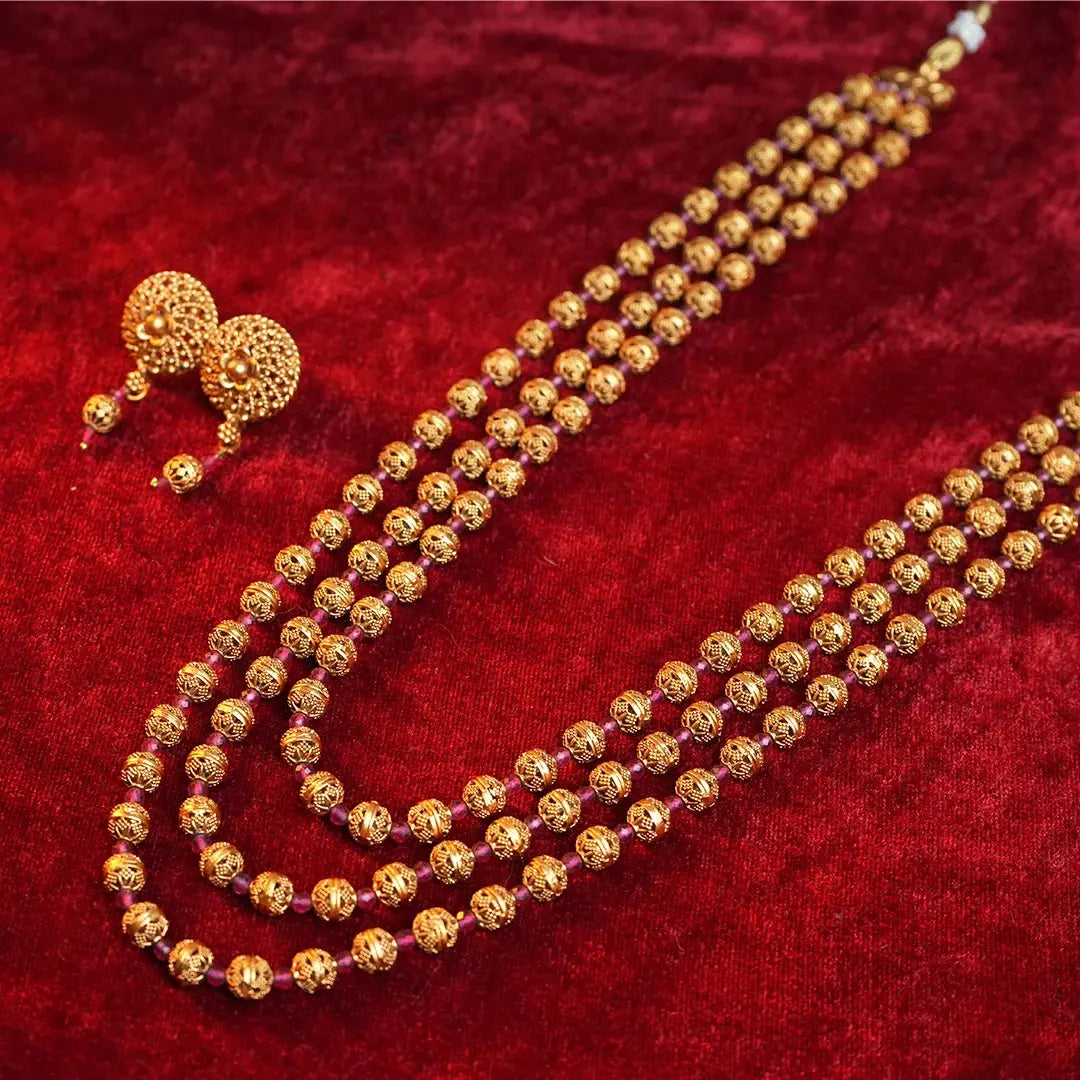 Triple layer Matar Mala Necklace set Gehnaya Jewels