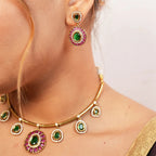 Emerald Mayura Necklace Set Gehnaya Jewels