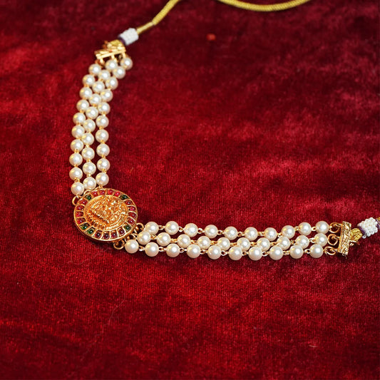 Goddess lakshmi with pearl choker