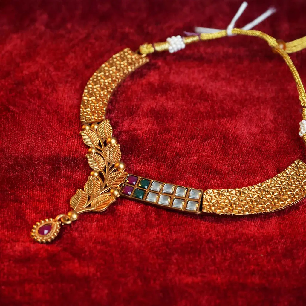 Antique Leaf Necklace Set Gehnaya Jewels