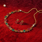 Ruby & Emerald Antique Gold Necklace Gehnaya Jewels