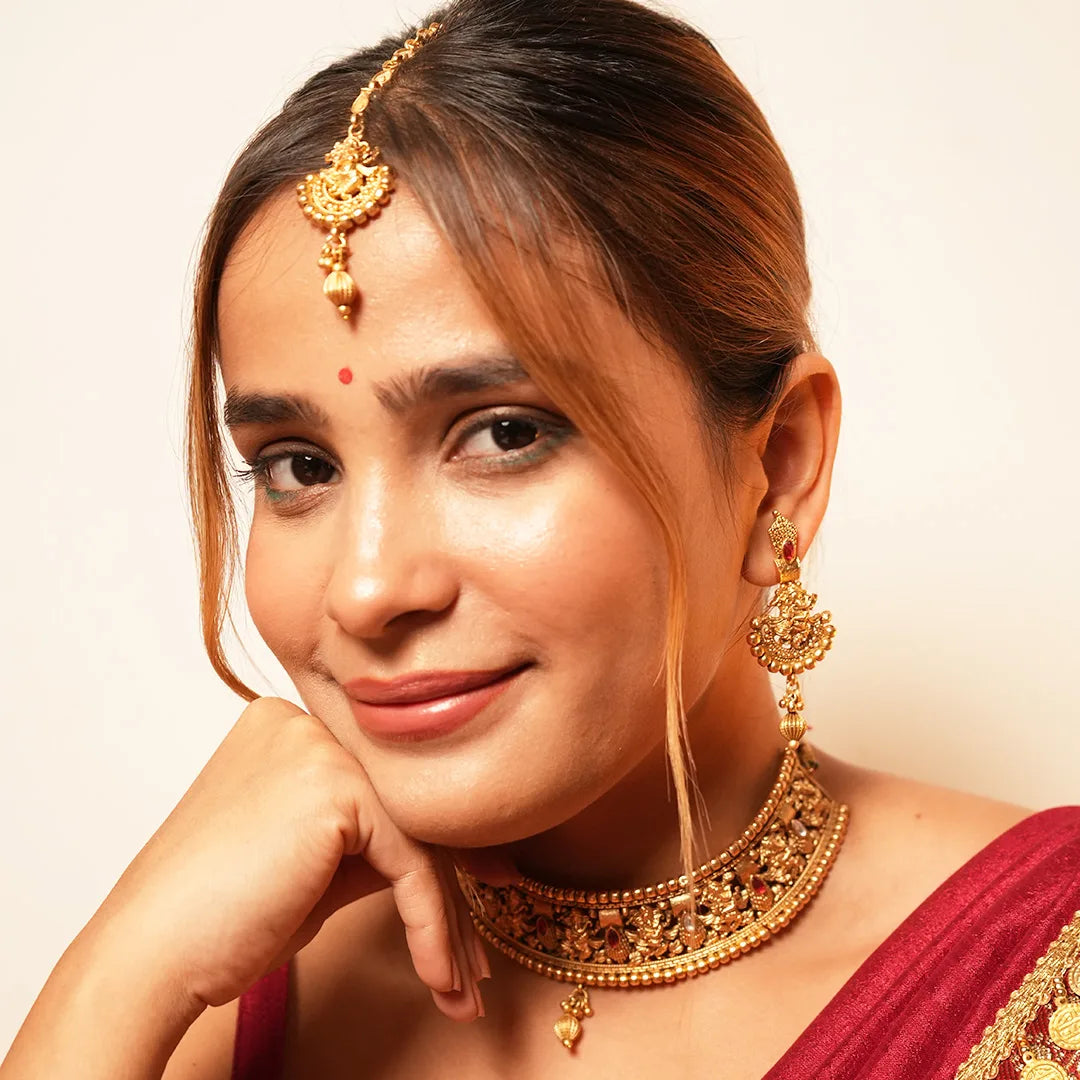Ganesha Choker Necklace set with Mang tikka Gehnaya Jewels